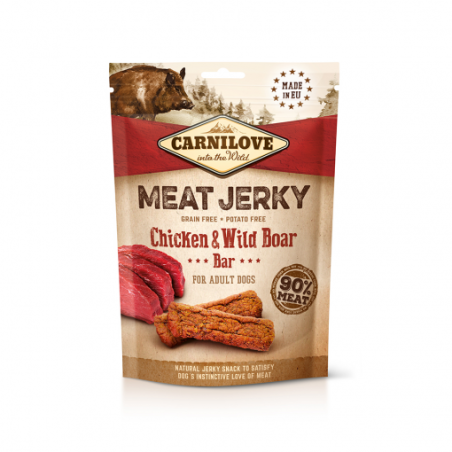 Mangime per cani carnilove snack jerky chicken & wild boar 100g