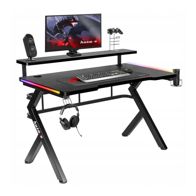 Scrivania da gioco huzaro nero [hz-hero 5.0 rgb]