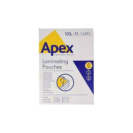Pouches fellowes apex light duty cf100 a4 150mic trasparenti 100pz