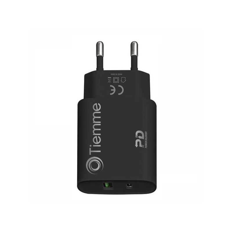 Alimentatore da rete tiemme 3640 usb-a/c 18w nero [3640]