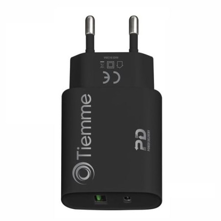 Alimentatore da rete tiemme 3640 usb-a/c 18w nero [3640]