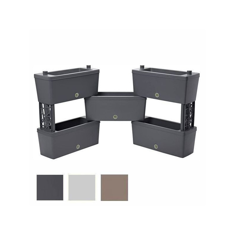 Set 5 fioriere componibili bama brick 59x23x27cm/tortora [32022]