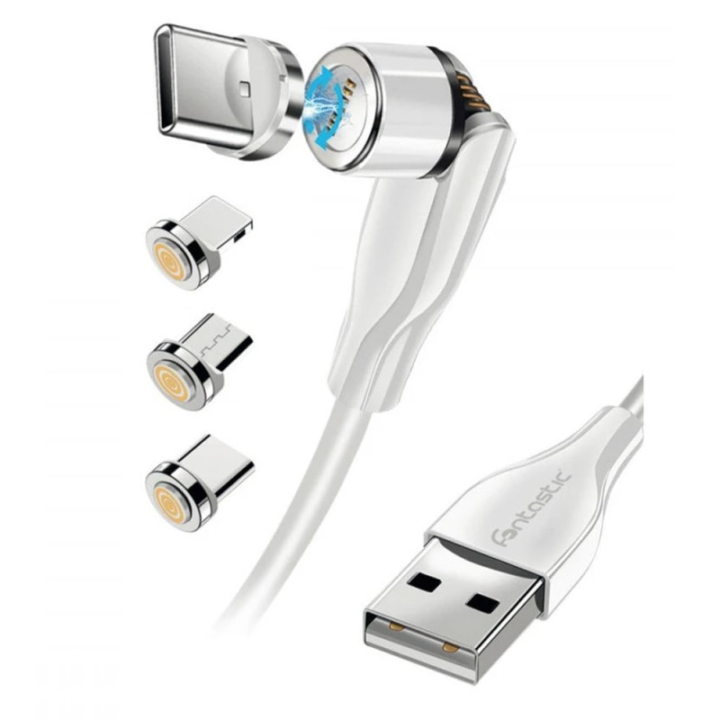 Cavo magnetico fontastic 257063 3in1 usb tipo-c 1.2m bianco [257063]