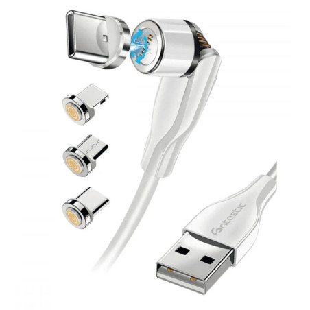 Cavo magnetico fontastic 257063 3in1 usb tipo-c 1.2m bianco [257063]