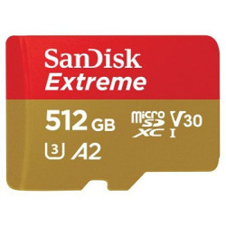 512gb scheda microsdxc sandisk extreme 190/130 mb/s a2 c10 v30 con