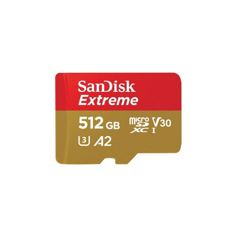 512gb scheda microsdxc sandisk extreme 190/130 mb/s a2 c10 v30 con