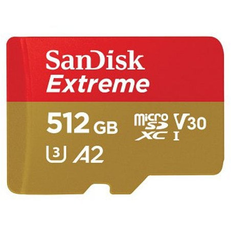 512gb scheda microsdxc sandisk extreme 190/130 mb/s a2 c10 v30 con