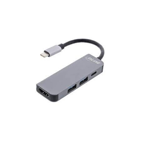 Hub multifunzione inline usb 3.2 1xusb-c/2xusb-a/hdmi grigio