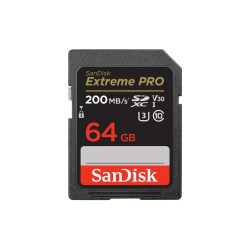 64gb scheda sdxc sandisk extreme pro 200/90 mb/s a2 c10 v30 nero
