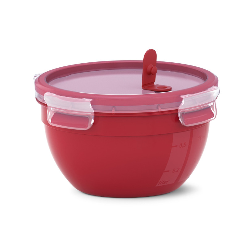 Contenitore alimenti emsa clip & micro 1.1l rotondo rosso/transparente