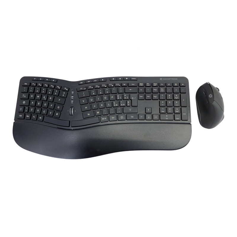 Kit tastiera e mouse conceptronic full-size wireless ita nero