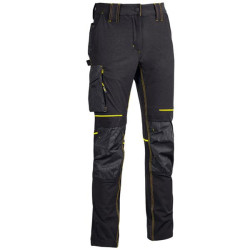 Pantaloni da lavoro u power in nylon l/nero/giallo [pe145bc-l]