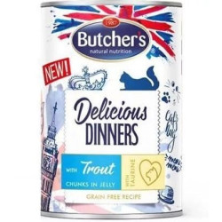 Cibo per gatto butcher's delicious dinners pezzi al trota in
