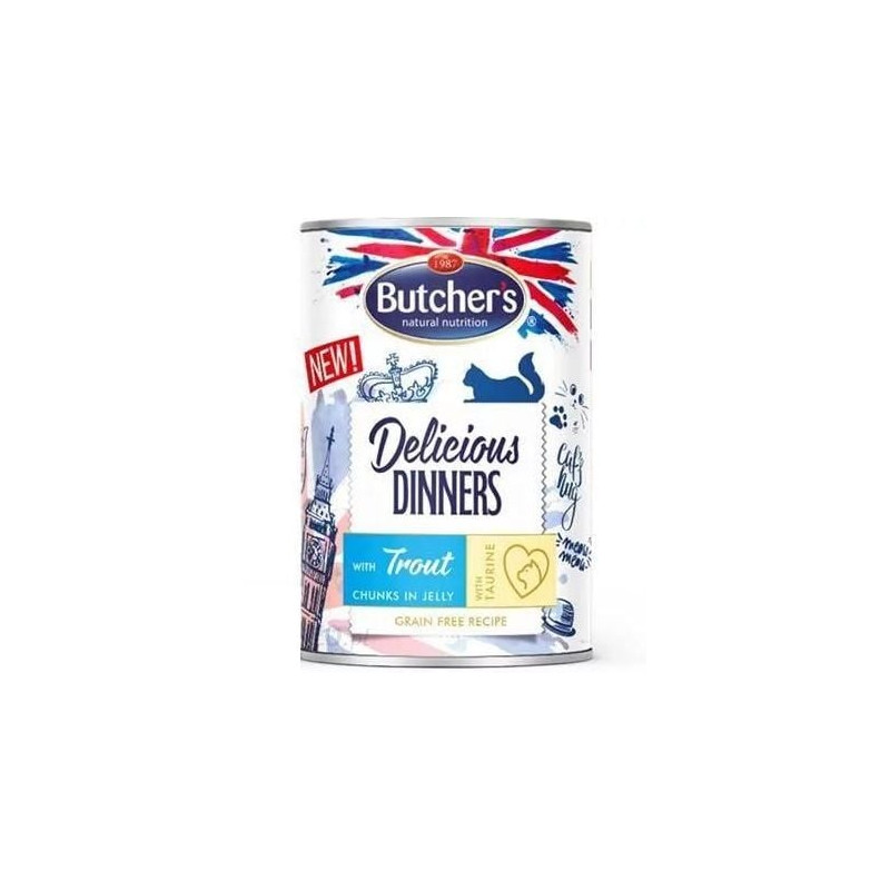 Cibo per gatto butcher's delicious dinners pezzi al trota in