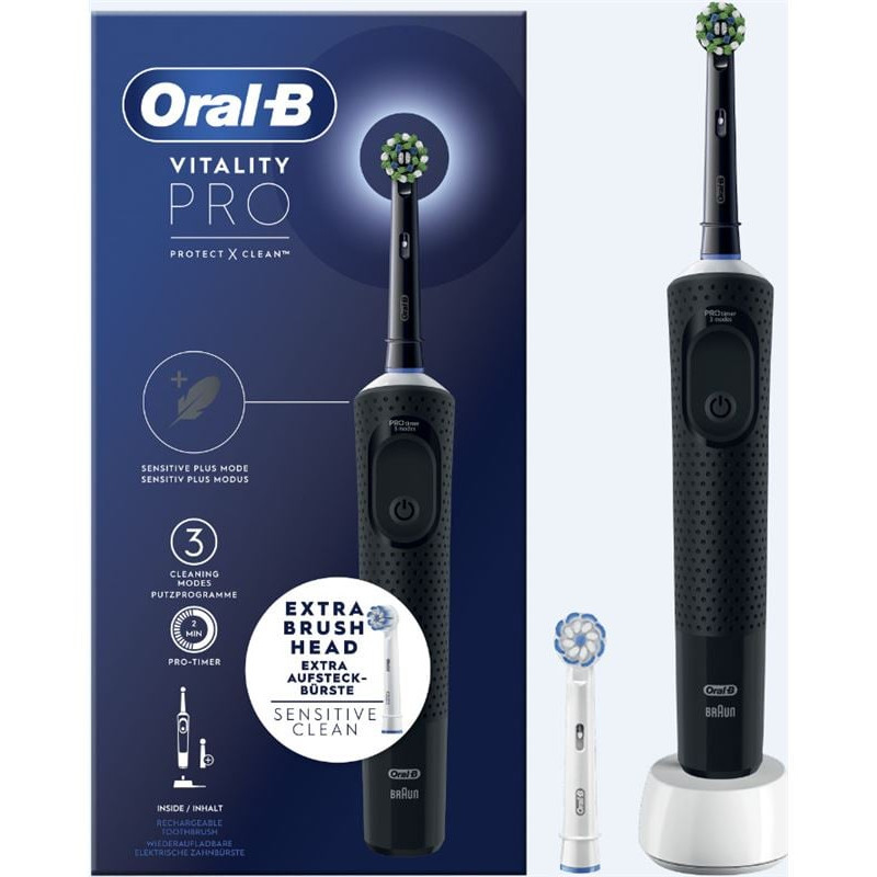 Spazzolino elettrico oral-b vitality pro con 2 testine rotazione/oscillazione