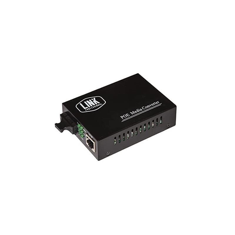 Convertitore di rete link media rj45 a fibra ottica 10/100 poe nero