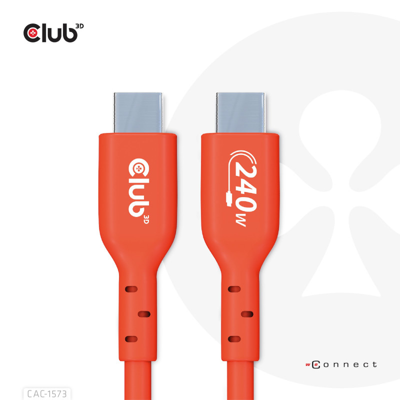 Cavo usb club 3d usb-c 2m rosso [cac-1573]