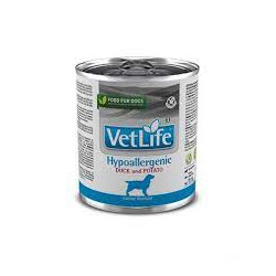 Mangime umido farmina vet life ipoallergenico anatra e patate per