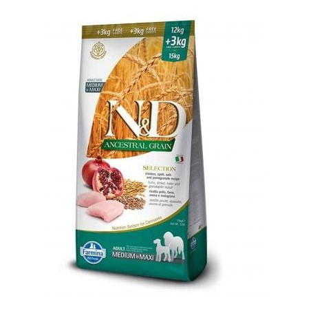 Cibo completo farmina per cani adulti n&d ancestral grain selection