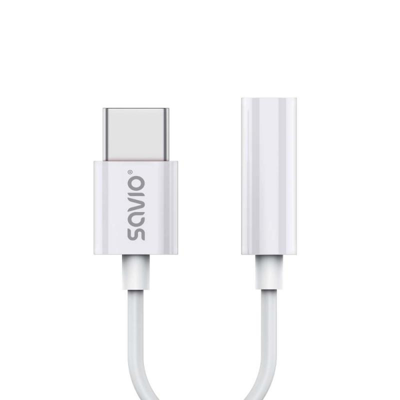 Adattatore savio ak-35/b usb-c mini jack 3.5mm bianco [ak-51]