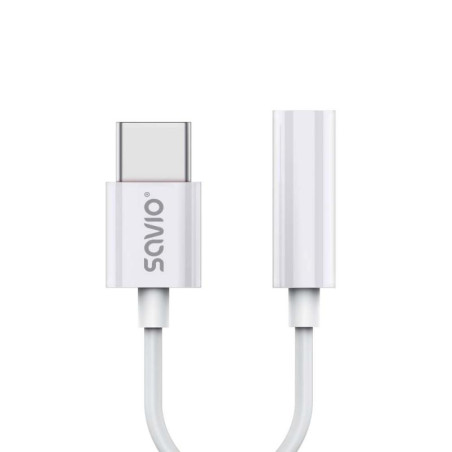 Adattatore savio ak-35/b usb-c mini jack 3.5mm bianco [ak-51]