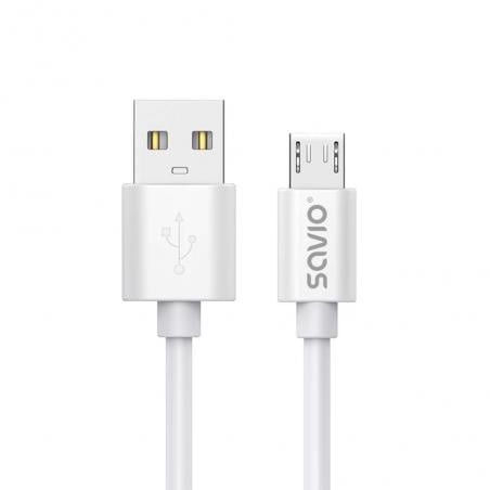 Cavo usb savio usb-a a micro-usb 3m/bianco [cl-167]