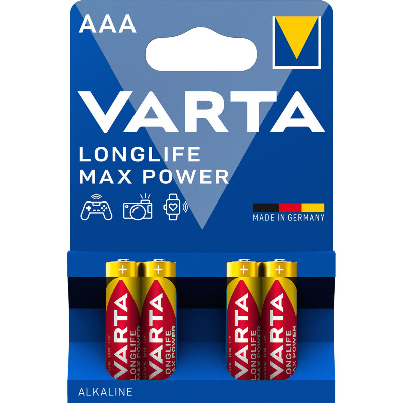 Pile varta longlife max alcaline batteries aaa lr03 4pz [04703101404]
