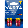 Pile varta longlife max alcaline batteries aaa lr03 4pz [04703101404]