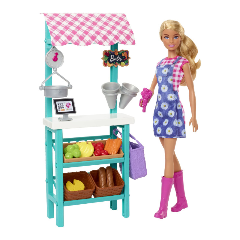 Mattel barbie mercato degli agricoltori con bambola multicolore [hcn22]