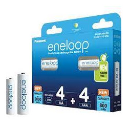 Pila alcalina panasonic 8 mixb eneloop 8 pz bianco [bk-kjmcde44e]