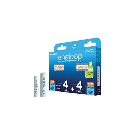 Pila alcalina panasonic 8 mixb eneloop 8 pz bianco [bk-kjmcde44e]