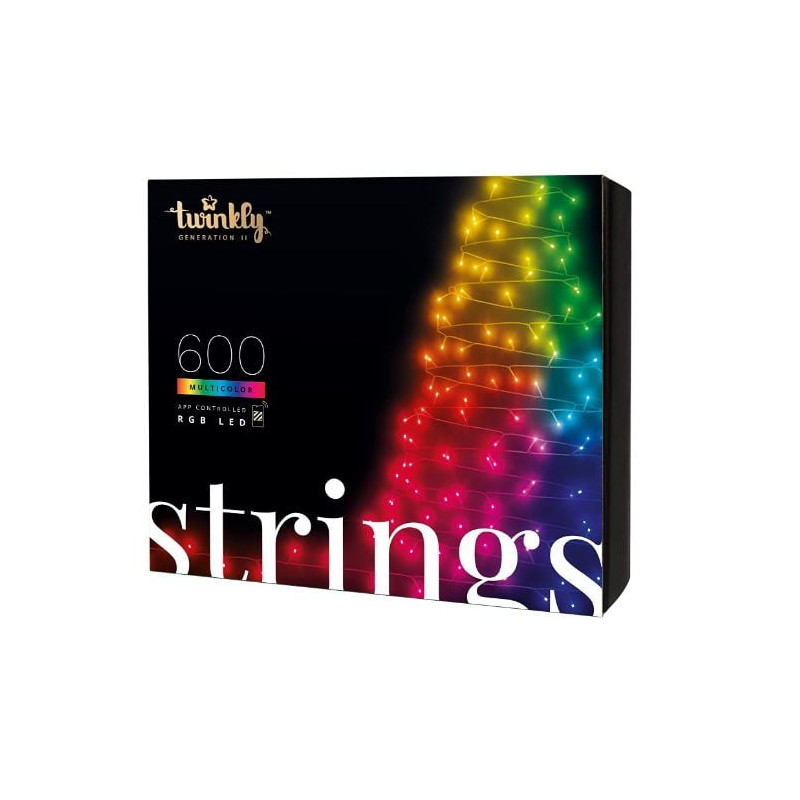 Luce led di natale twinkly string 600 rgb ip44 multicolore [tws600spp-beu]