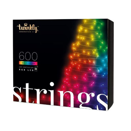 Luce led di natale twinkly string 600 rgb ip44 multicolore [tws600spp-beu]