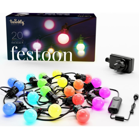 Luce led di natale twinkly festoon 20 led rgb (interno/esterno) [twf020stp-beu]