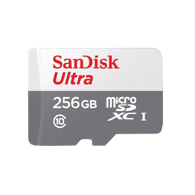 256gb scheda microsdxc sandisk ultra classe 10 uhs-i [sdsqunr-256g-gn3mn]