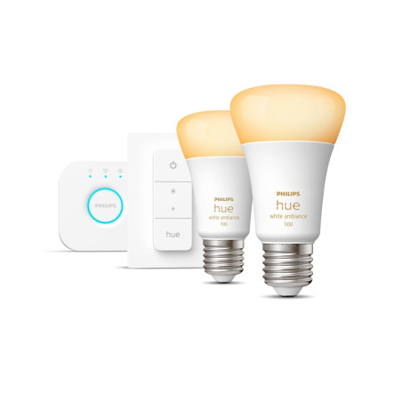 Lampadine philips hue e27 8w 2pz starter kit bianco [929002468406]