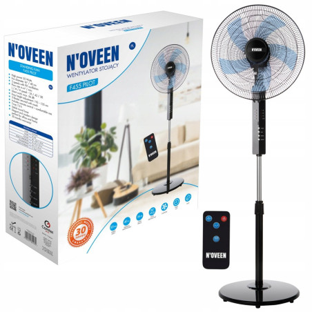 Ventilatore a piedi n'oveen 40cm 55w nero/blu [f455]