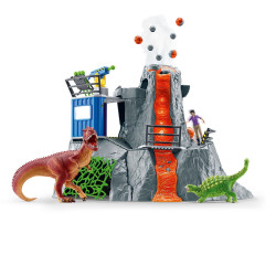 Figurina schleich dinosaurs: king toys spedizione al grande vulcano