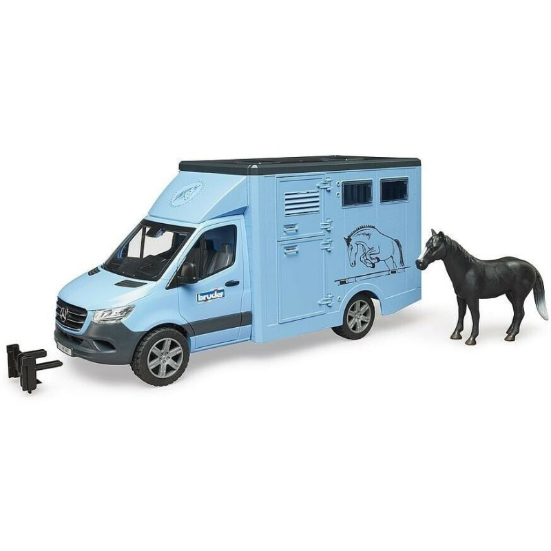 Modellino camion per trasporto animali bruder con 1 cavallo [02674]