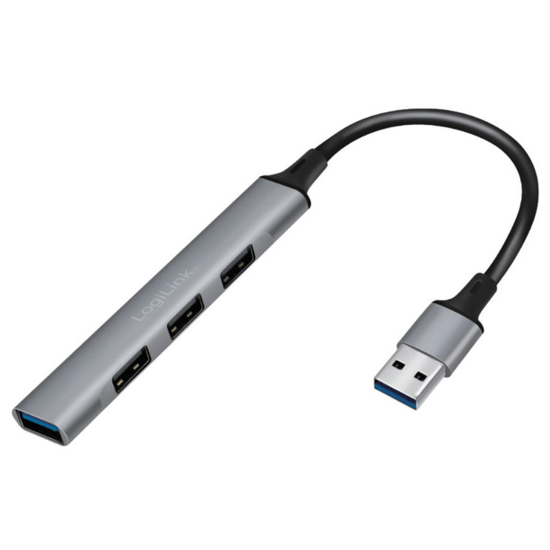 Hub usb logilink ultra slim a 4 porte usb tipo a 17cm grigio [ua0391]