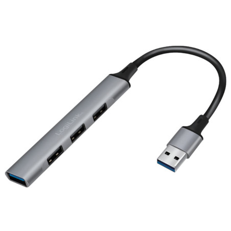 Hub usb logilink ultra slim a 4 porte usb tipo a 17cm grigio [ua0391]