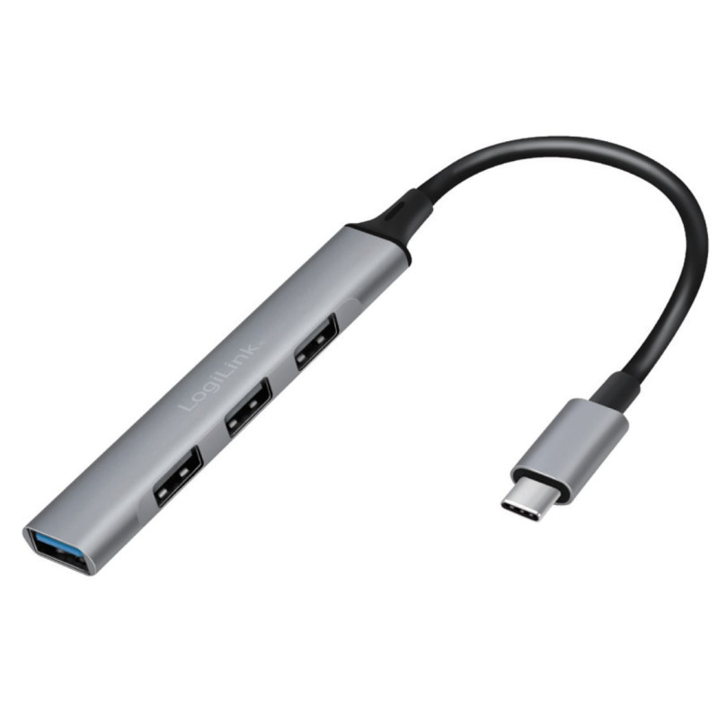 Hub usb logilink ultra slim a 4 porte usb-c a usb-a 17cm