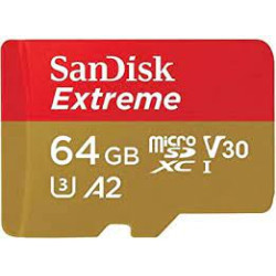 64gb scheda microsdxc sandisk extreme classe 10 oro/rosso [sdsqxah-064g-gn6ma]