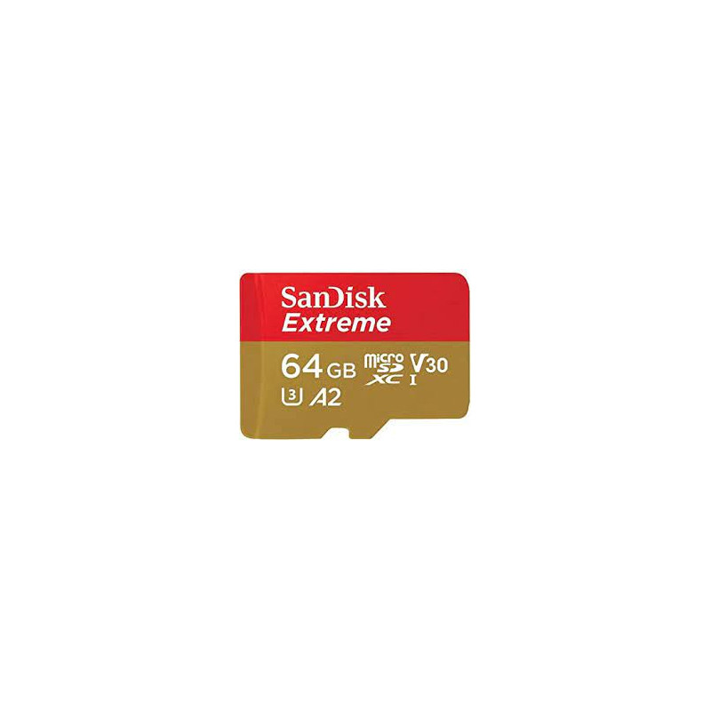 64gb scheda microsdxc sandisk extreme classe 10 oro/rosso [sdsqxah-064g-gn6ma]