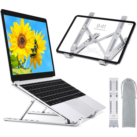 Supporto per notebook techly ica-tbl 134ty pieghevole in alluminio