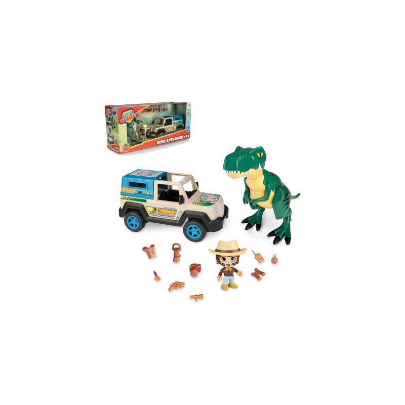 Veicolo/set figurina famosa action heroes: dino adventure explorer