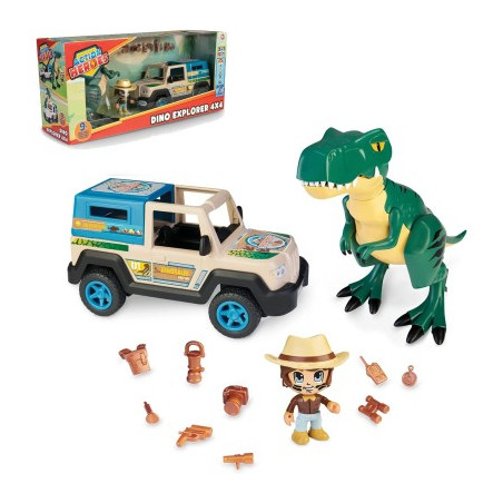 Veicolo/set figurina famosa action heroes: dino adventure explorer