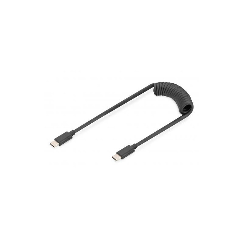 Cavo usb digitus usb 2.0 a spirale usb-c/usb-c 1m nero [ak-300431-006-s]