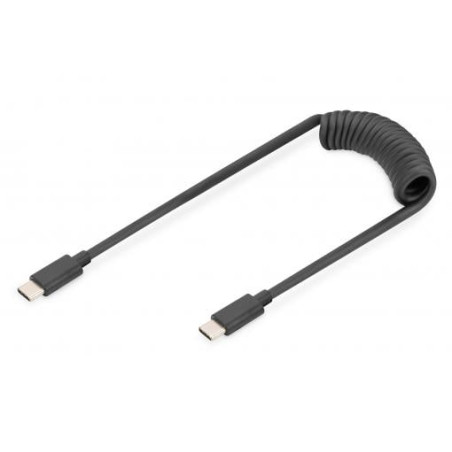 Cavo usb digitus usb 2.0 a spirale usb-c/usb-c 1m nero [ak-300431-006-s]