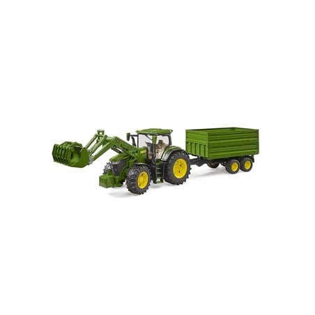 Modellino bruder trattore john deere 7r 350 con rimorchio tandem